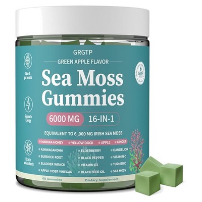 Natural Rems Sea Moss Gummies 16-in-1 - Ashwagandha Black Seed Oil Bladder Wrack