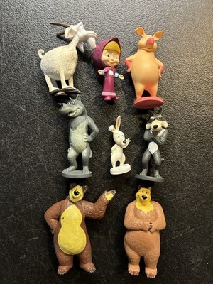 Masha And The Bear Masha Bear Action Figures Toy Dolls Gift Cake Topper Lot of 8
