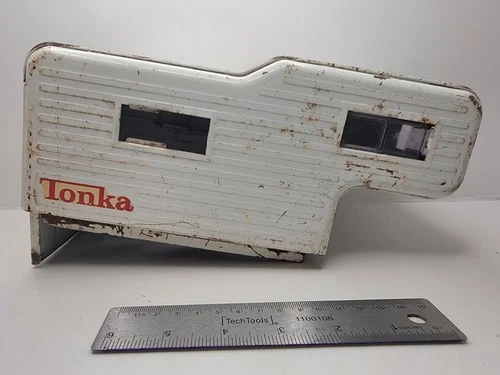 1960's TONKA Pressed Steel WHITE PICK-UP TRUCK CAMPER SHELL with 3 WINDOWS