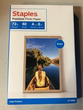 Staples Premium Glossy Photo Paper 4x6 60 Sheets New NIB 72lb Inkjet Printer