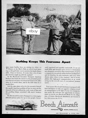 BEECHCRAFT AIRCRAFT 1947 BEECH MODEL-18 NOTHING KEEPS THIS FOURSOME APART AD