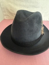 Vintage NEW Dobbs Fifth Avenue Fur Felt Fedora Hat Hunter Mt Slate 6 7/8 In Box