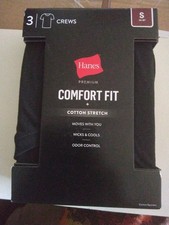3 Pack - Hanes Men's Comfort Fit Crew Neck T-Shirt Black Small NEW