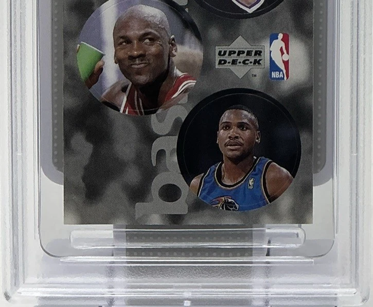 Pegatinas internacionales Michael Jordan PSA 9-1997 Upper Deck con Mitch Richmond Foto 3 de 4