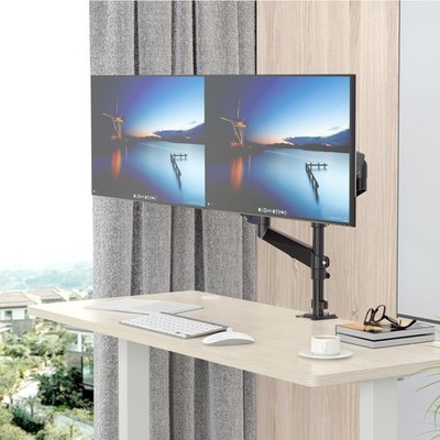 Dual Monitor Mount, 15 -32 Inch Monitor Mount 2 Monitors, Ergonomic Height Ad...