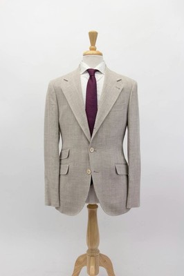 NWT $4850 Brunello Cucinelli Men's Silk Blend Herringbone Print Sport Coat  A262