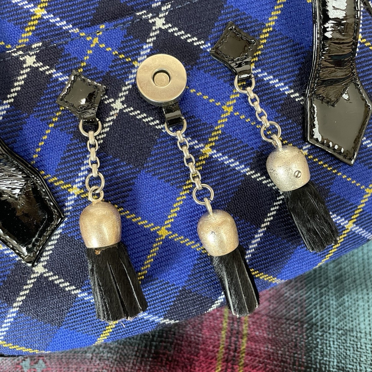 VIVIENNE WESTWOOD 90s Vintage Tartan Orb Calf Hair Top Handle Bag