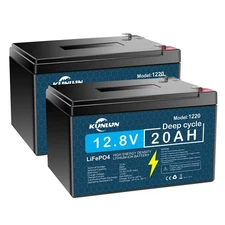 2 Pack 12V 20Ah LiFePO4 Lithium Battery, Deep Cycle, for UPS, E-Scooter