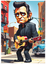 JOHNNY CASH * Fun Novelty * MUSIC * Illustrated Art Card * ATC ACEO