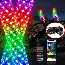 WEISEN 2FT Fat LED Whip APP Controlled Antenas Quick Release Whip Light Wire Kit