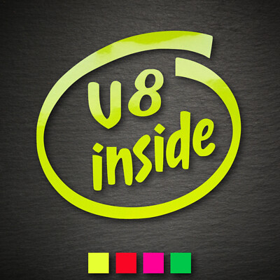 13093 V8 inside Aufkleber 83x90mm NEON OEM JDM DUB Tuning Auto Sticker Shocker