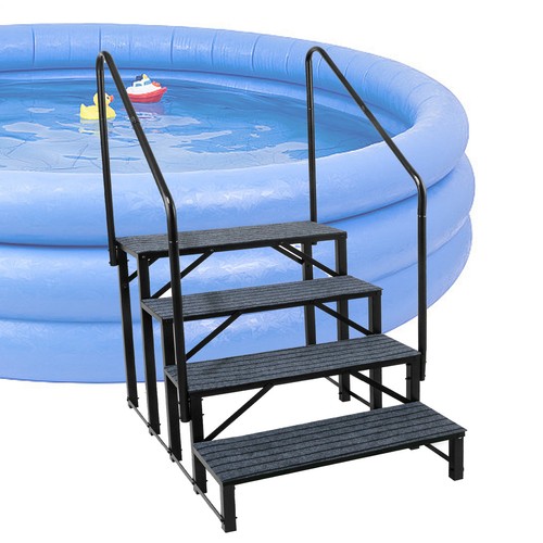 RV 4 Steps With 2 Handrails, Hot Tub Steps Metal, Portable Stairs Steps 440lbs - Picture 11 of 12
