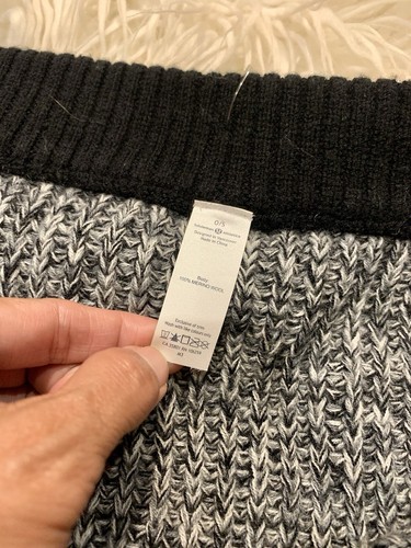 LULULEMON Black/Gray 100% Merino Wool Falling Freely Zip Scarf Neck Warmer Wrap - Picture 5 of 8