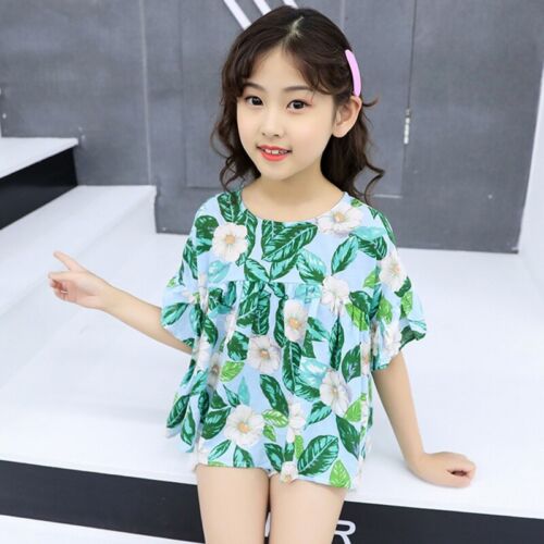 Summer Baby Girl Casual Short Sleeve Floral Print T-shirt Tops+Shorts Suits Set - Picture 6 of 6