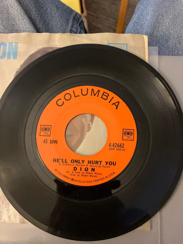 Dion:    Ruby Baby / He'll Only Hurt You  COLUMBIA 42662 W/PS VG+ Foto 3 de 3