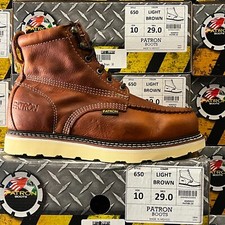 MENS PATRON WORK BOOTS MOC TOE GENUINE LEATHER LACE UP SOFT TOE BOTAS DE TRABAJO