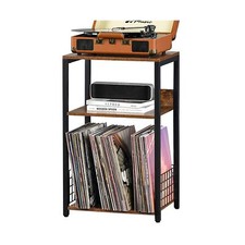 3 Tier End Table,Record Player Stand with Storage Up to 100 Albums,Turntable ...