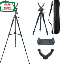Rifle Shooting Tripod with 360° Swivel V-Bracket and Camera Tripod Mount Adapter