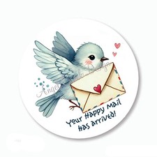 BLUE BIRD HAPPY MAIL SCRAPBOOK STICKERS ENVELOPE SEALS LABELS PARTY FAVORS
