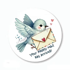 BLUE BIRD HAPPY MAIL SCRAPBOOK STICKERS ENVELOPE SEALS LABELS PARTY FAVORS