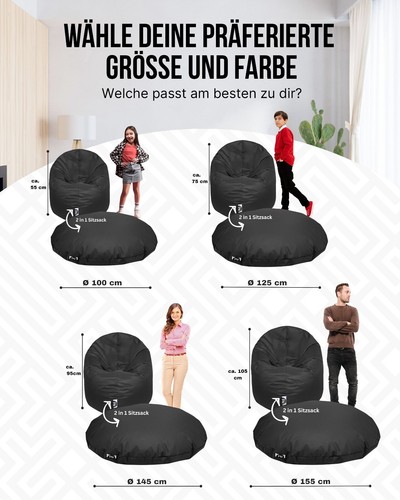 Patchhome 2 Varianten in 1 Sitzsack Sitzkissen Beanbag Gamer Kissen Tobekissen - Bild 3 von 199
