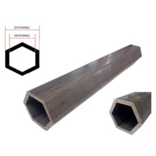 1 METRO BARRA TUBO ESAGONALE IN FERRO VUOTO 40X32 INTERNO 32 mm ESTERNO 40 mm