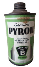 Vtg Original 1936 PYROIL Crank Case Oil Cone Top Metal Oil Can 16 Oz NOS FULL