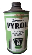 Vtg Original 1936 PYROIL Crank Case Oil Cone Top Metal Oil Can 16 Oz NOS FULL