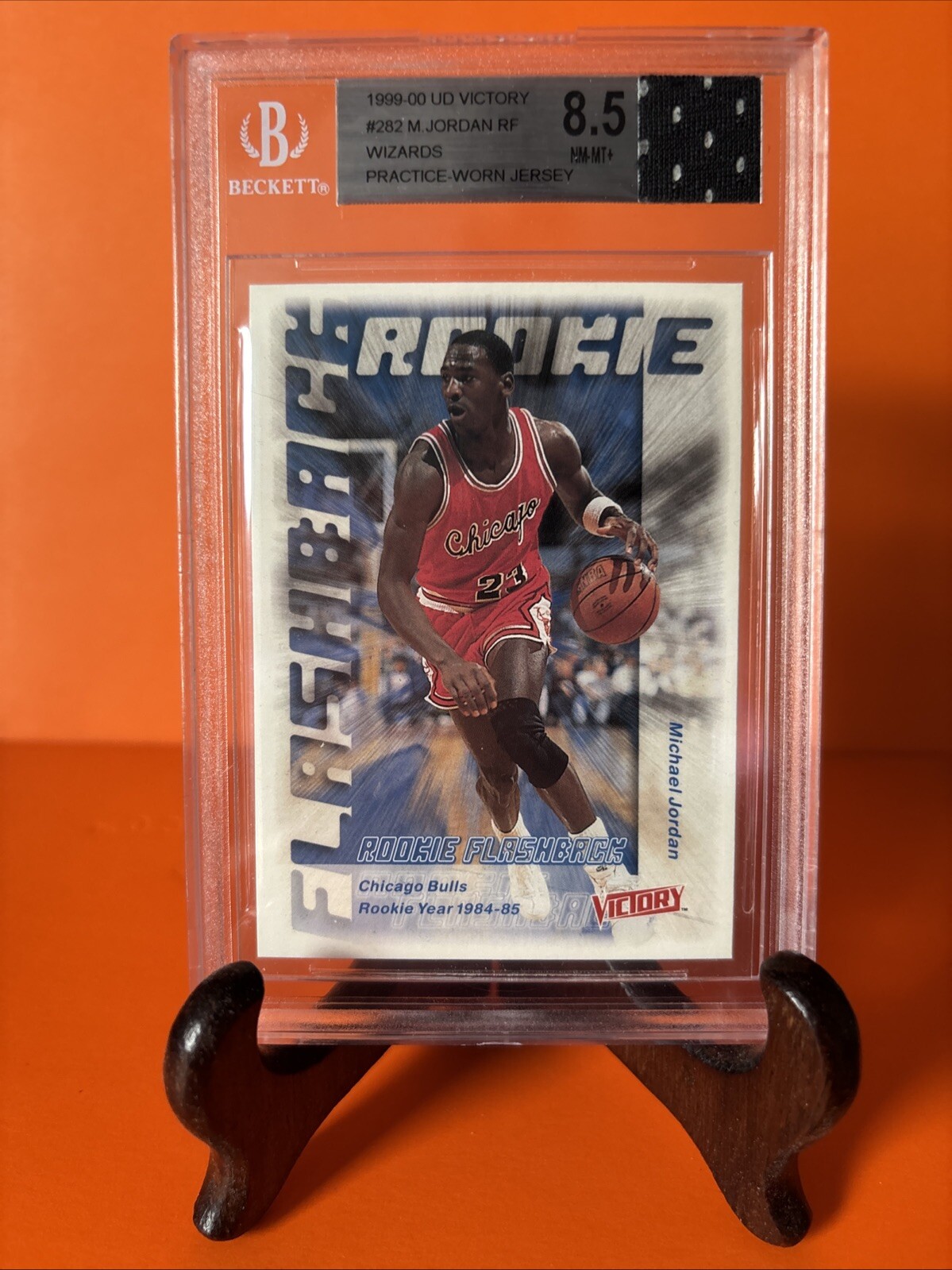 1999-00 UD Victory #282 Michael Jordan Wizards Practice Worn Jersey BGS 8.5