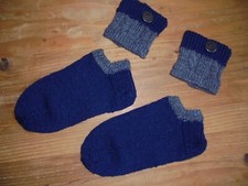 Trachtenstrümpfe Loferl Wadenstrümpfe Handarbeit gestrickt Stutzen blau Gr 30/31