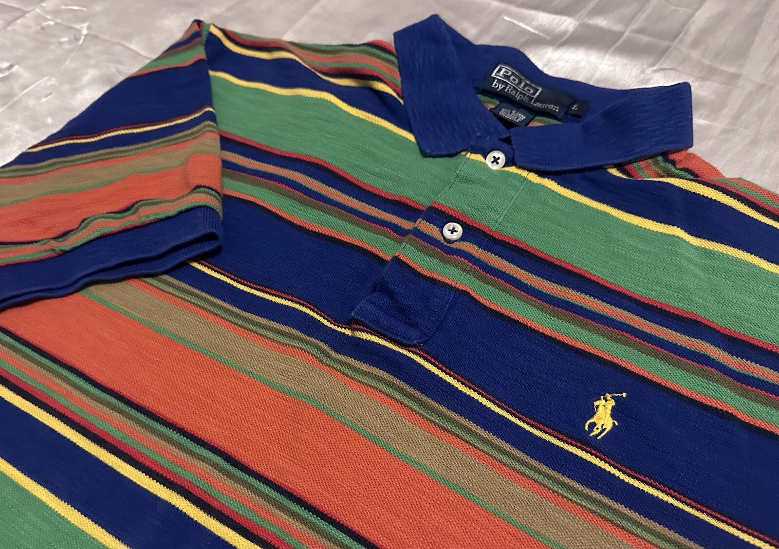 PONY Polo Ralph Lauren vintage anni 90 camicia uomo taglia grande righe arcobaleno