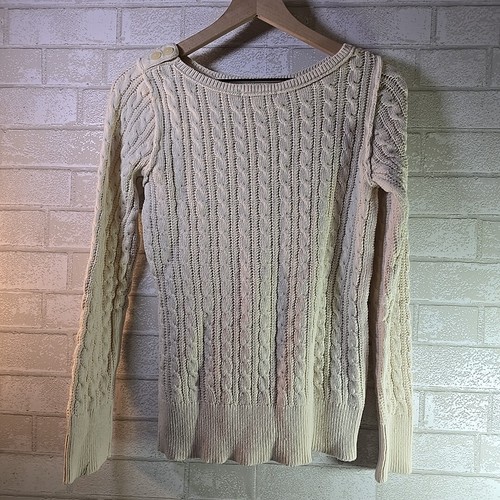 Eddie Bauer Classic Ivory Cable Knit Pull-over Sweater Women's Size Large - Picture 2 of 5