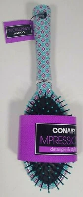 Conair Impressions Detangle & Style Cushion Oval Hair Brush,Blue,Pink 9.5 in.