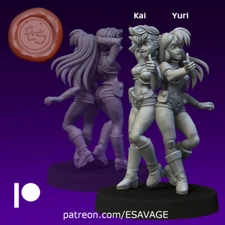 Yuri and Kei Pinup Sci-Fi Miniature D&D RPG Tabletop Game