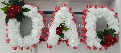 MYSILKFLOWERS LTD DAD Artificial Silk Funeral Tribute Any 3 Letter Name Flower Wreath MUM SON NAN