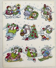 Vintage Gibson Christmas Holiday Snowman Stickers 90s 1995 1 Sheet Opened Pack