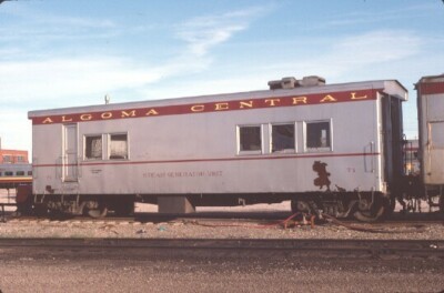 AC 74 STEAM CAR SOO ON (ALGOMA CENTRAL) ORIGINAL SLIDE 08-21-93 T10-11