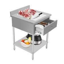 24"x24" Kitchen Work Table Stainless Steel Heavy Duty Food Prep Table W/ Drawer