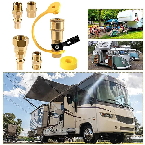 1 SET RV Quick Connect Fittings BBQ Grill Adapter 1/4" NPT Propane Hose Adapter - Picture 2 of 13