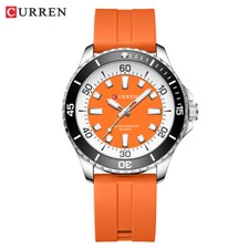 Curren Mens Analog Watch Round Dial Casual Rubber Strap Quartz Watches Luminous