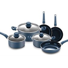 URBN-CHEF Diamond Ceramic Teal Blue Induction Cooking Saucepans Frying Pans Pots
