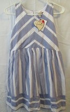 NEW SPEECHLESS KIDS GIRLS BLUE AND WHITE STRIPED DRESS SZ 14