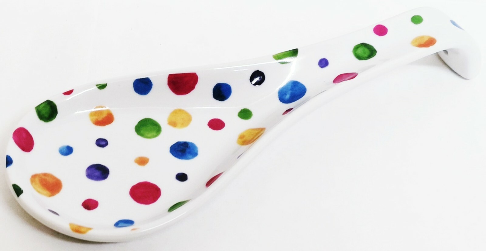 Polka Dot Ceramic Spoon Rest 22cm Medium Porcelain Hand Painted Effect Decor UK