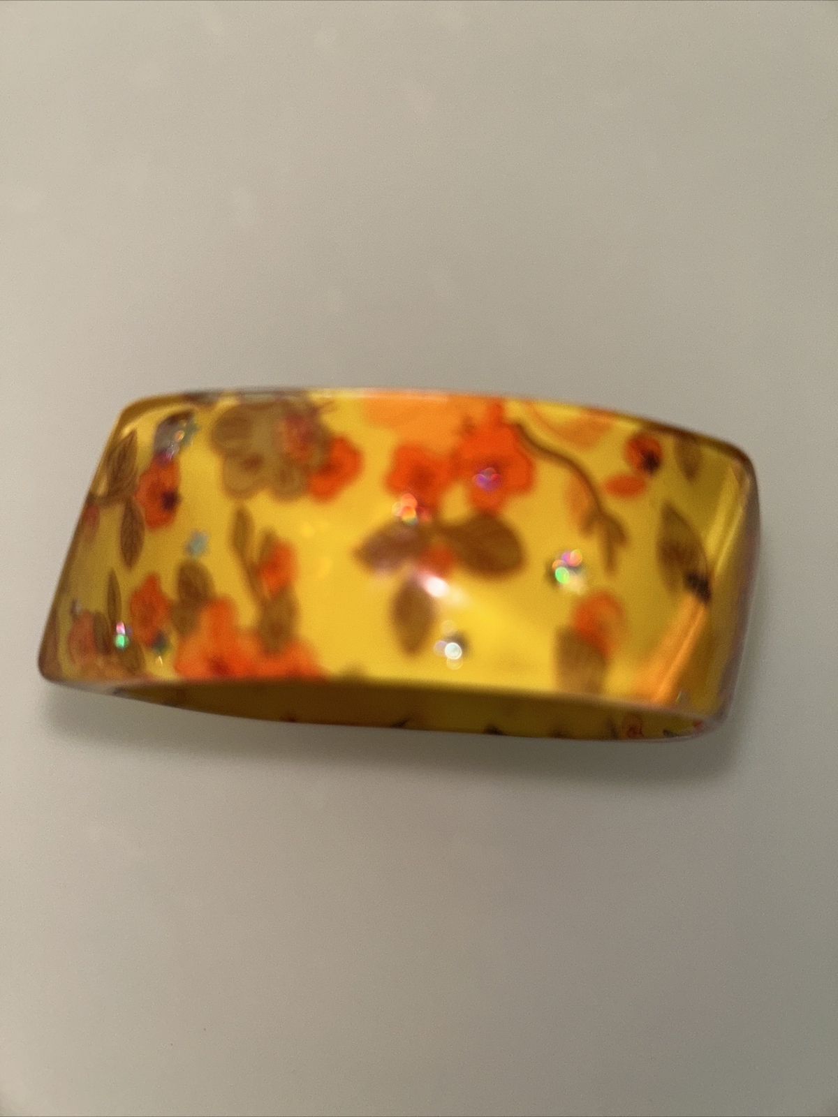 Translucent Floral Lucite Square Bangle Bracelet … - image 3