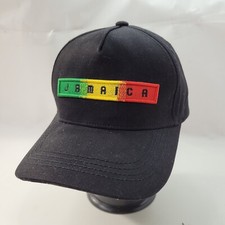 Jamaica Men's Baseball Cap Hat Hook Loop Black