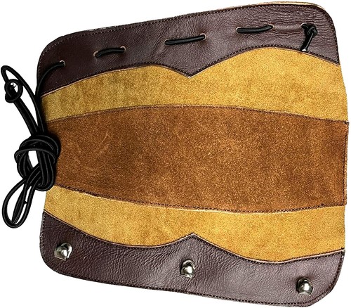 Leder Armschutz, Zweifarbig, Lederschnürung Mit 3 Haken, 6 Ösen