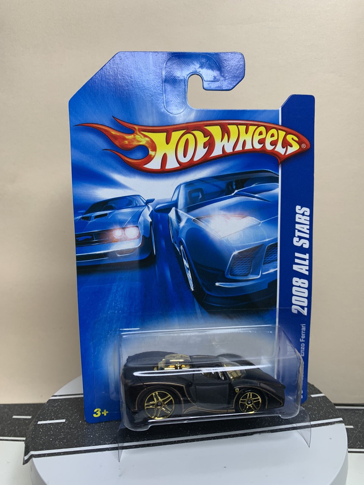 2008 Hot Wheels #66 All Stars Tooned Enzo Ferrari Black Satin w/Gold PR5 NIP