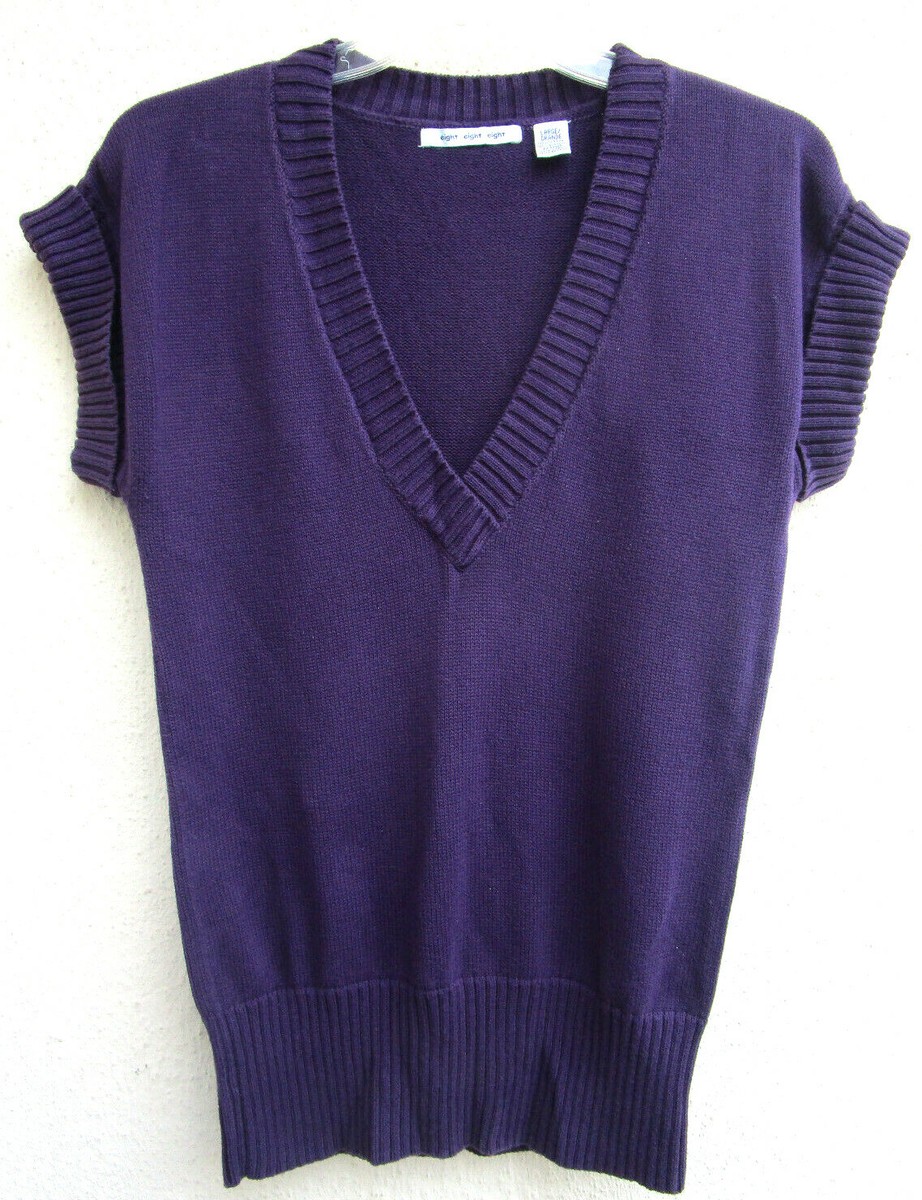 EIGHT EIGHT EIGHT..PURPLE..COTTON KNIT..LOW V-NECK..SHORT
