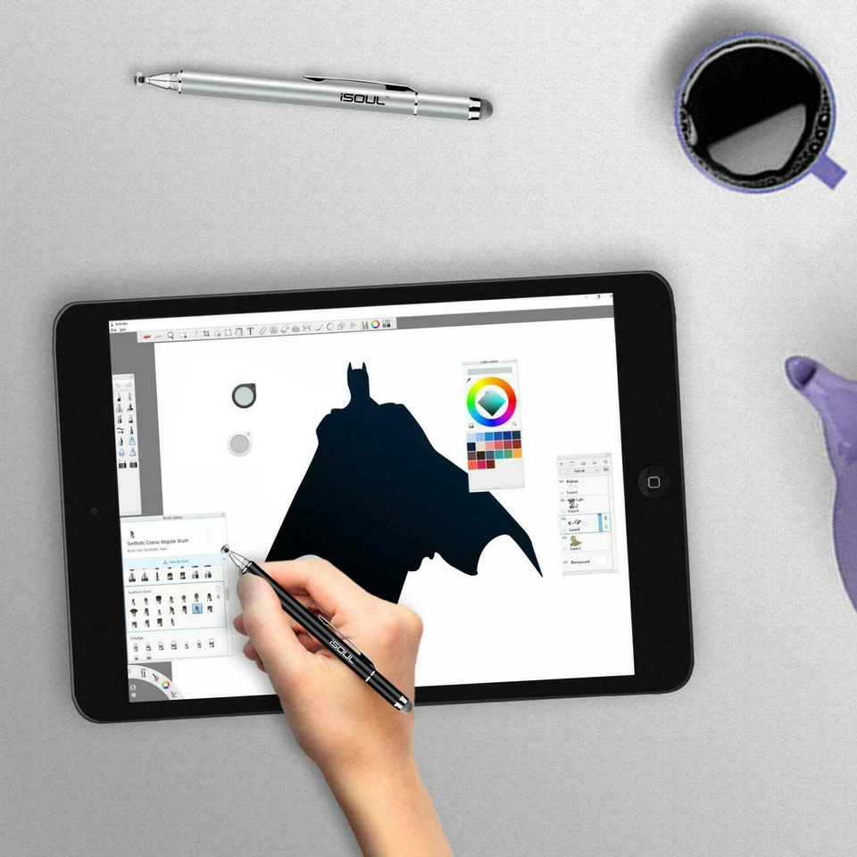 Thin Capacitive Touch Screen Pen Stylus For iPhone iPad Samsung PDA Phone Silver - Image 2 of 4