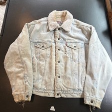 Vintage 90s Levi's Sherpa Lined Denim Jean Trucker Jacket Size L Made in USA